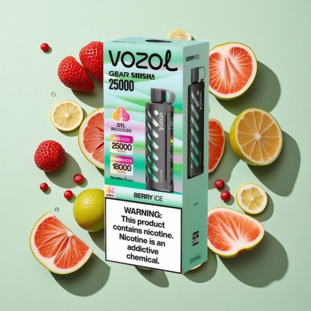 VOZOL Gear Shisha 25000 Puffs Bær Is Engangs Vape 30 Deilige Smaker engros Norge S.i.L.C Tech
