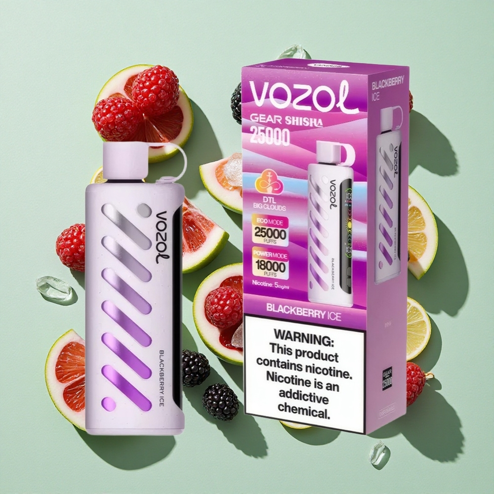 VOZOL Gear Shisha 25000 Puffs Bjørnebær Is engros Norge S.i.L.C Tech Dual Mesh Dual Modes