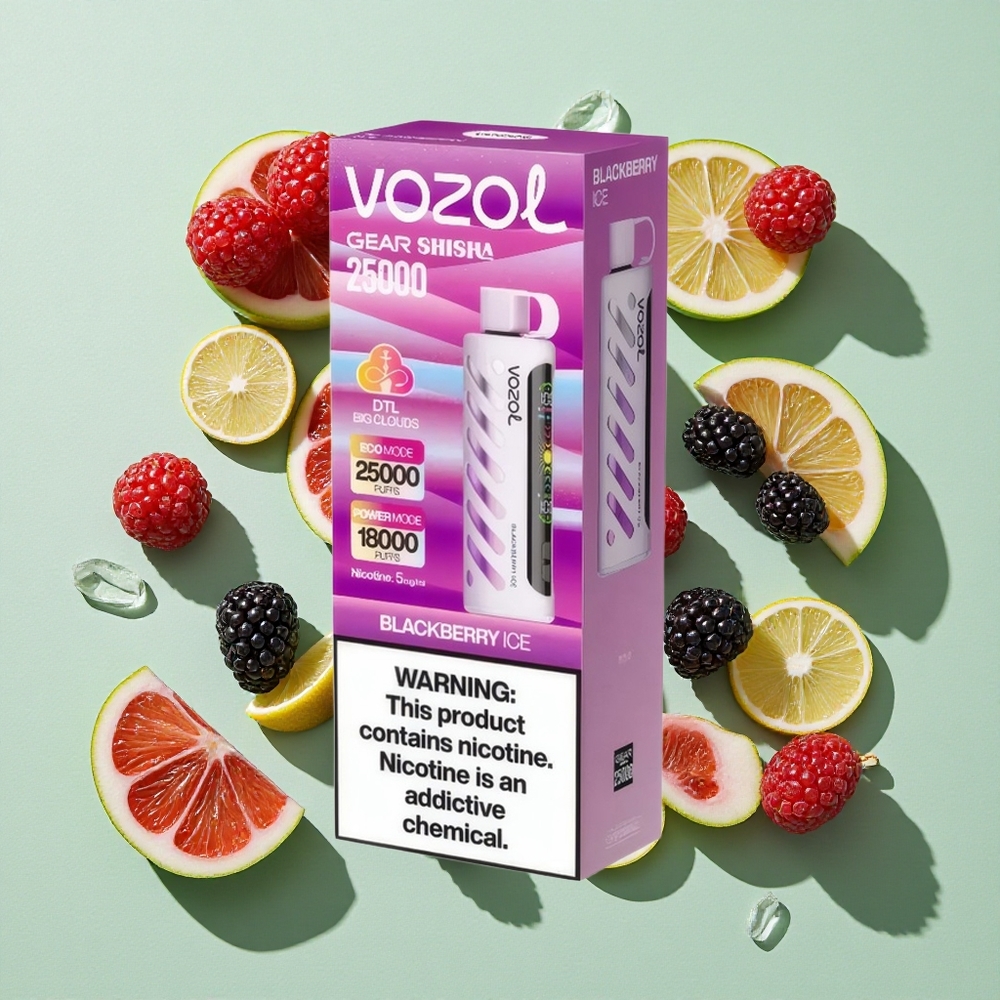 VOZOL Gear Shisha 25000 Puffs Bjørnebær Is engros Norge S.i.L.C Tech Dual Mesh Dual Modes