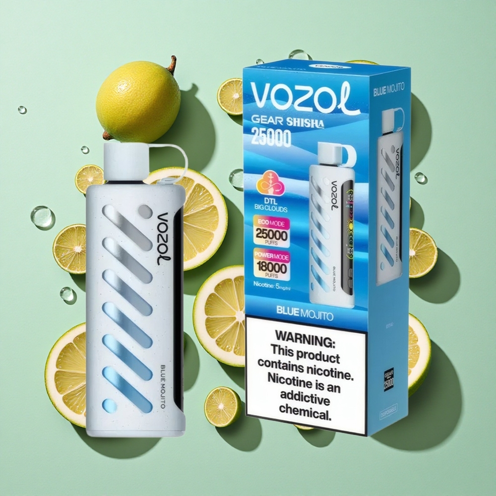 VOZOL Gear Shisha 25000 Puffs Blå Mojito 30 Deilige Smaker engros Norge S.i.L.C Tech