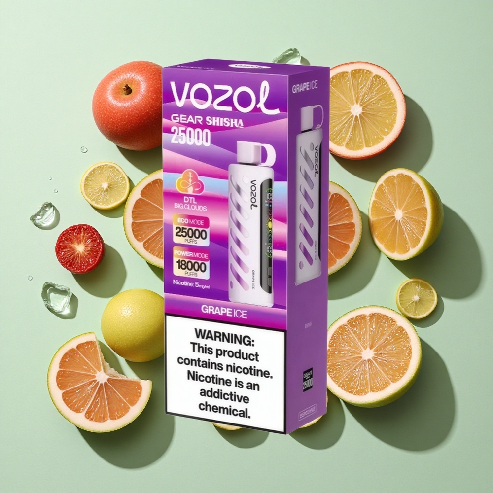 VOZOL Gear Shisha 25000 Puffs Drueis Engros Norge med S.i.L.C Tech og 1000mAh Batteri