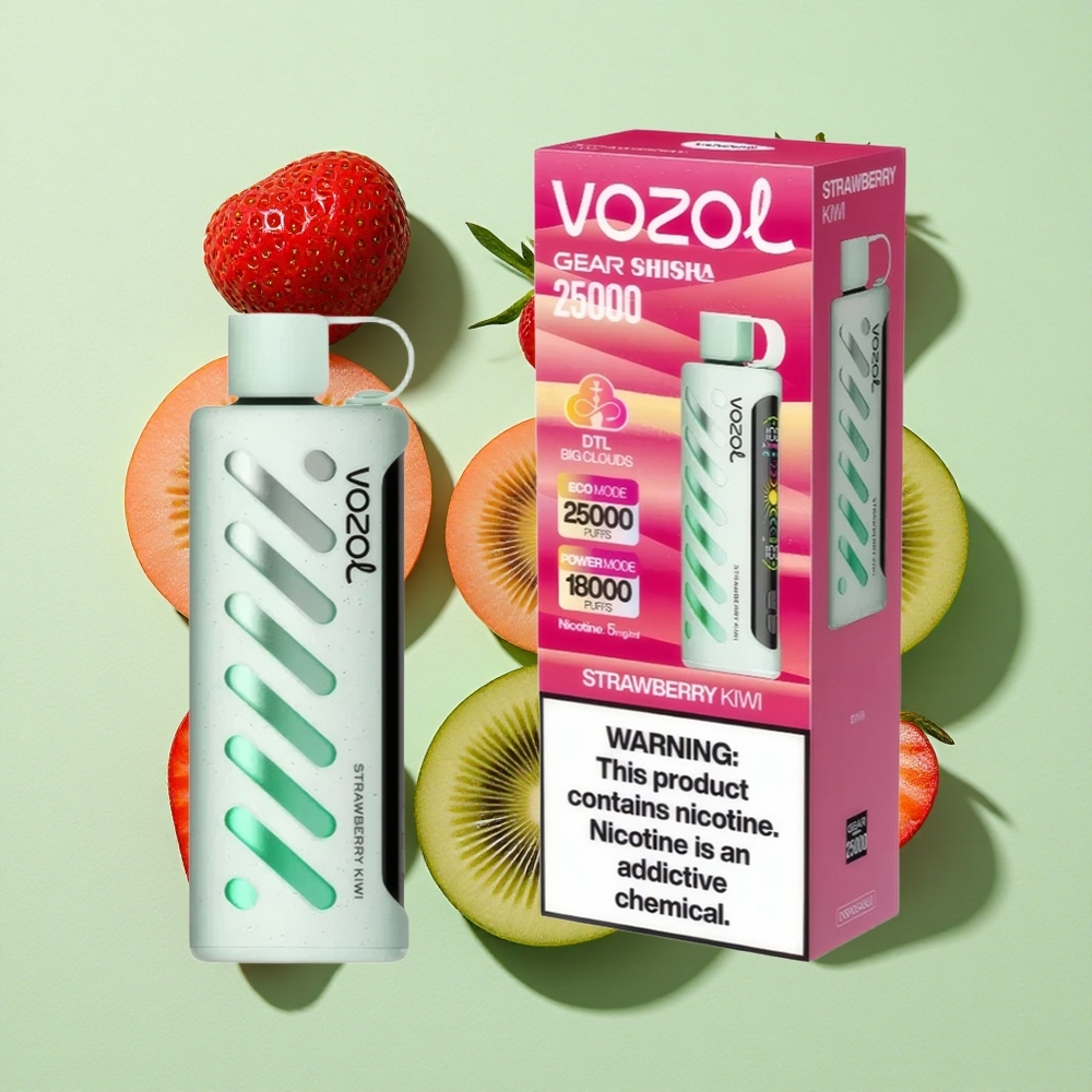 VOZOL Gear Shisha 25000 Puffs Jordbær Kiwi engros Norge 1000mAh 5mg/ml Nikotin