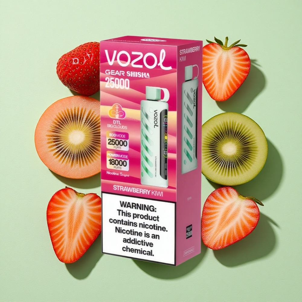VOZOL Gear Shisha 25000 Puffs Jordbær Kiwi engros Norge 1000mAh 5mg/ml Nikotin