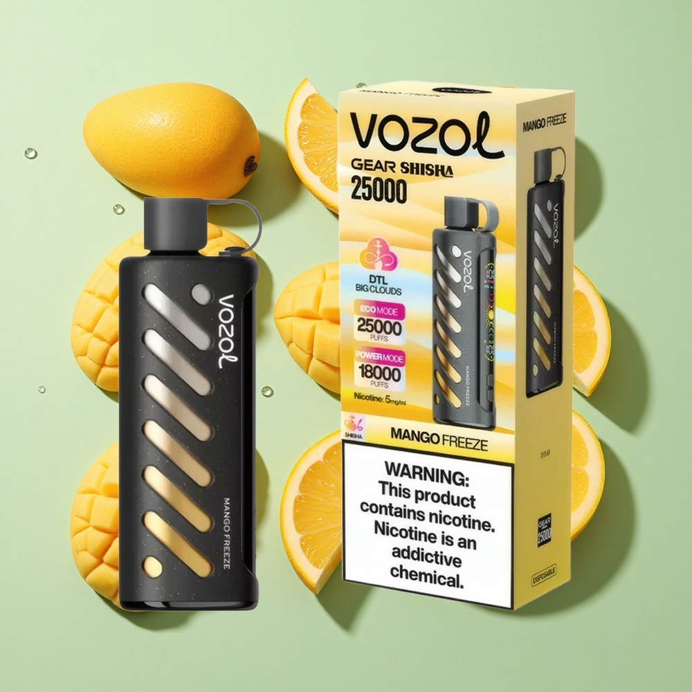 VOZOL Gear Shisha 25000 Puffs Mango Frost engros Norge 1000mAh S.i.L.C Tech