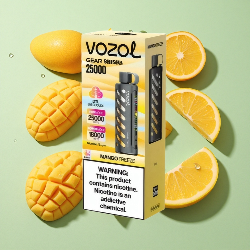 VOZOL Gear Shisha 25000 Puffs Mango Frost engros Norge 1000mAh S.i.L.C Tech