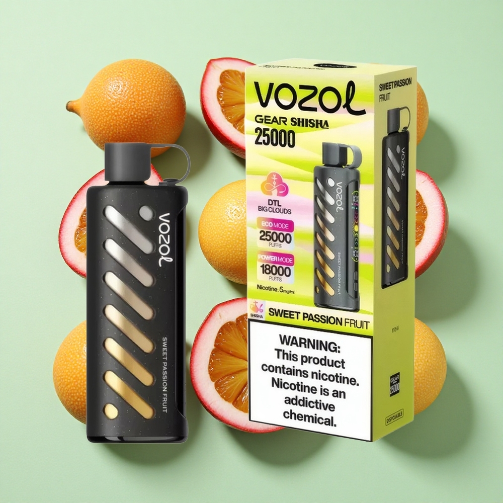 VOZOL Gear Shisha 25000 Puffs Søt Passionsfrukt Dual Mesh Dual Modes engros Norge