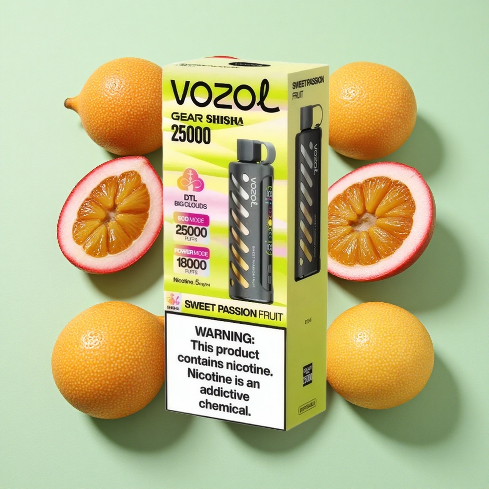 VOZOL Gear Shisha 25000 Puffs Søt Passionsfrukt Dual Mesh Dual Modes engros Norge