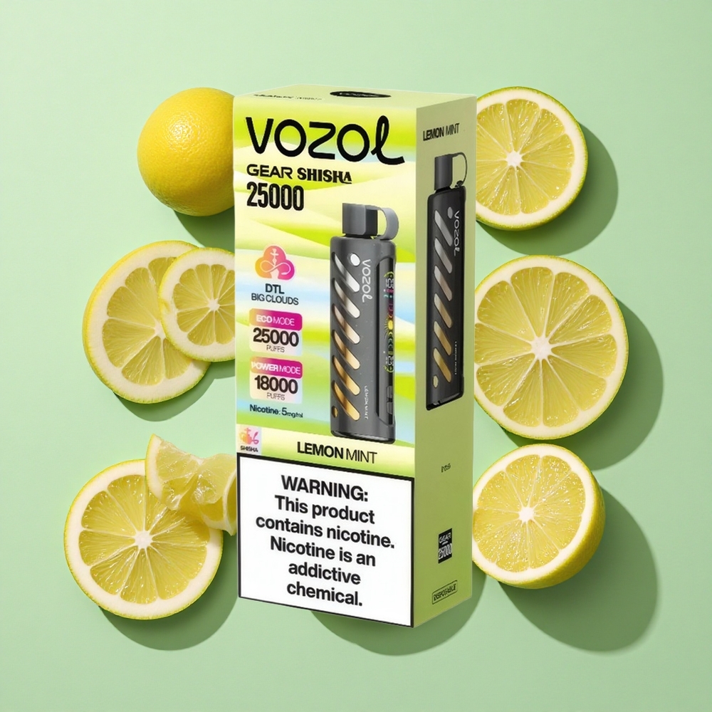 VOZOL Gear Shisha 25000 Puffs Sitron Mynte engros Norge S.i.L.C Tech 30 Smaker