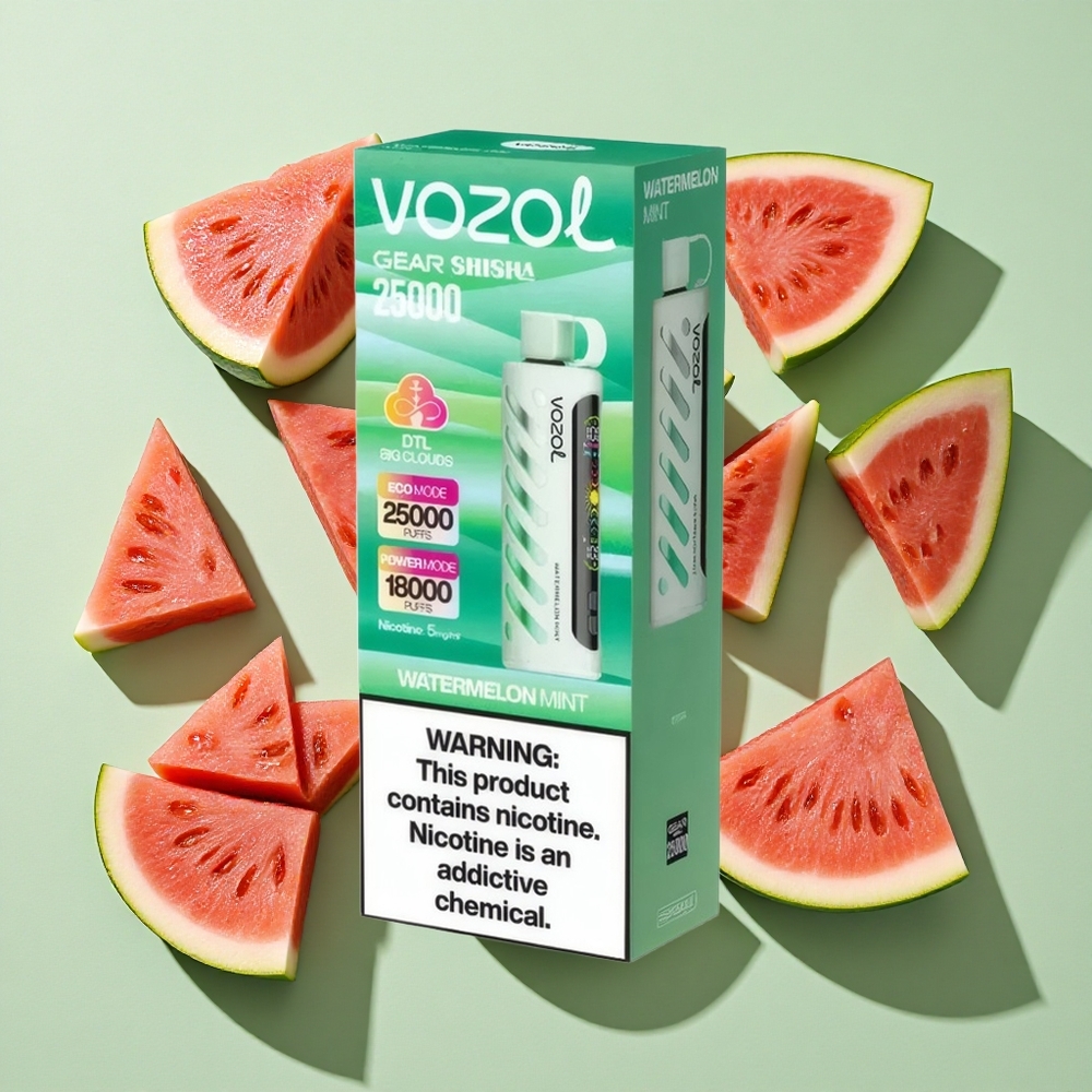 VOZOL Gear Shisha 25000 Puffs Vannmelon Mynte engros Norge S.i.L.C Tech 30 Smaker