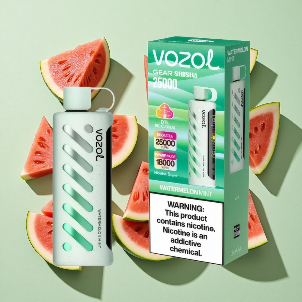 VOZOL Gear Shisha 25000 Puffs Vannmelon Mynte engros Norge S.i.L.C Tech 30 Smaker