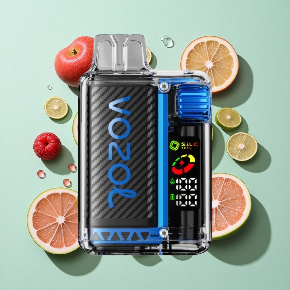 VOZOL Vista 20000 Puffs Blå Bringebær Is Engangs Vape engros Norge med OLED Skjerm og 650mAh Batteri