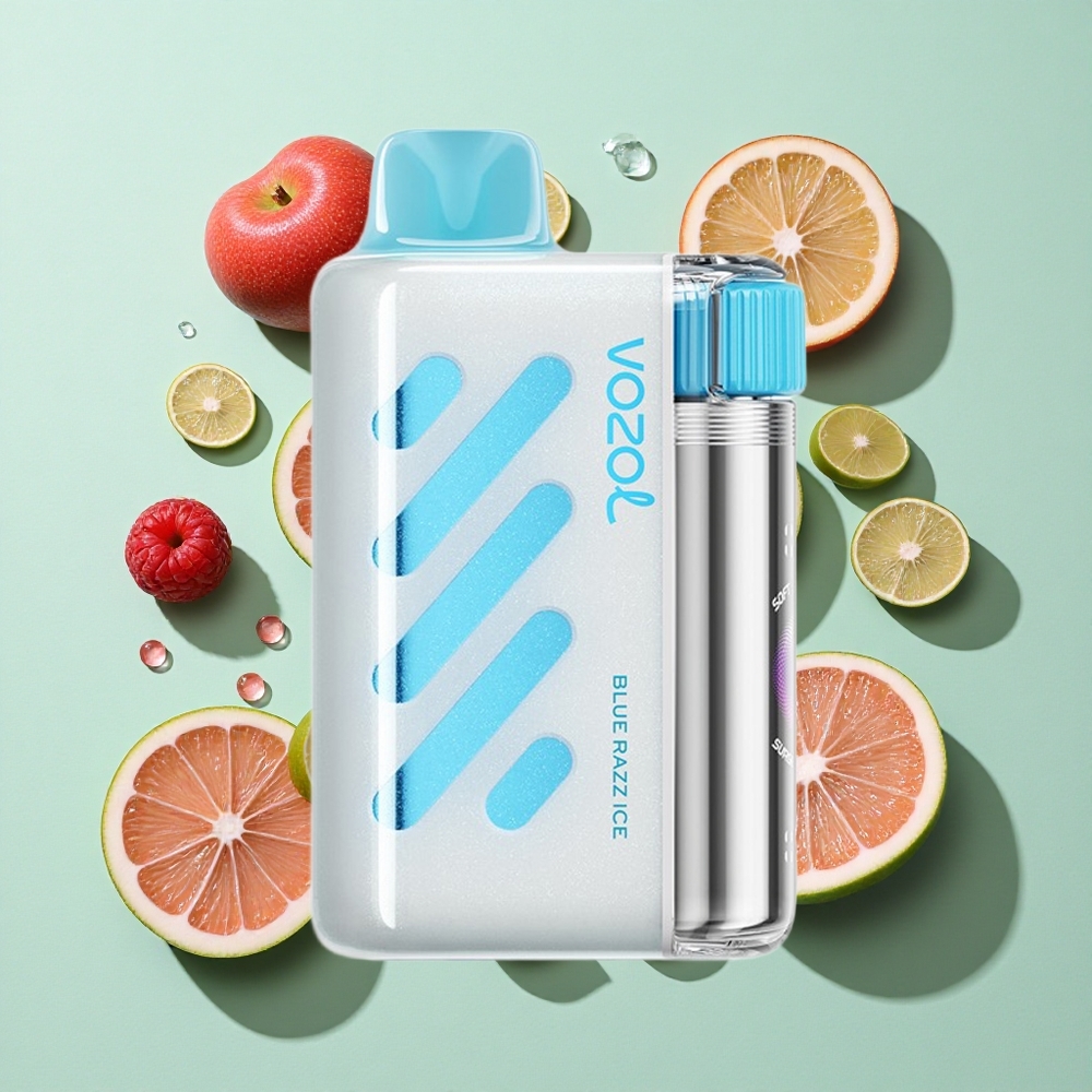 VOZOL VISTA 40000 Puffs Blå Bringebær Is Engangs Vape MTL Laderbar 1000mAh engros Norge Mesh Coil