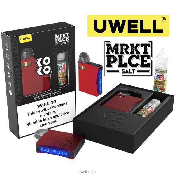 UWELL Flavors - UWELL CALIBURN AK3 sett + a3s 0,8 ohm pods (x2) + pappas damp 10ml salter 50mg D6204Z240 crl: grå/flv: sur vannmelon jordbær 50mg