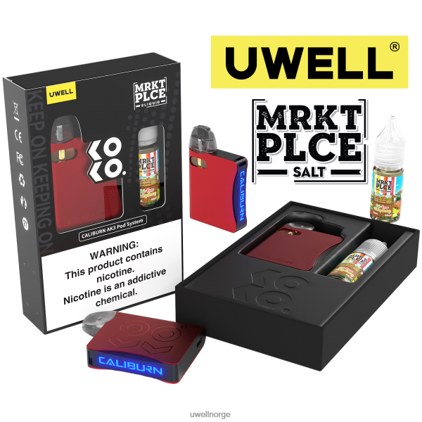 UWELL Flavors - UWELL CALIBURN AK3 sett + a3s 0,8 ohm pods (x2) + pappas damp 10ml salter 50mg D6204Z240 crl: grå/flv: sur vannmelon jordbær 50mg