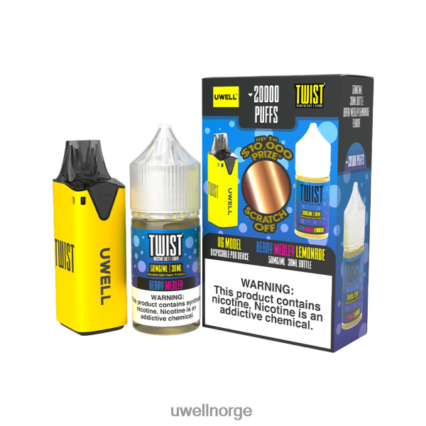 UWELL Oslo - UWELL V6 engangsapparat + pappadamp 30ml juice - samarbeidspakke D6204Z212 clr: rød/flv: butter cookie 48mg