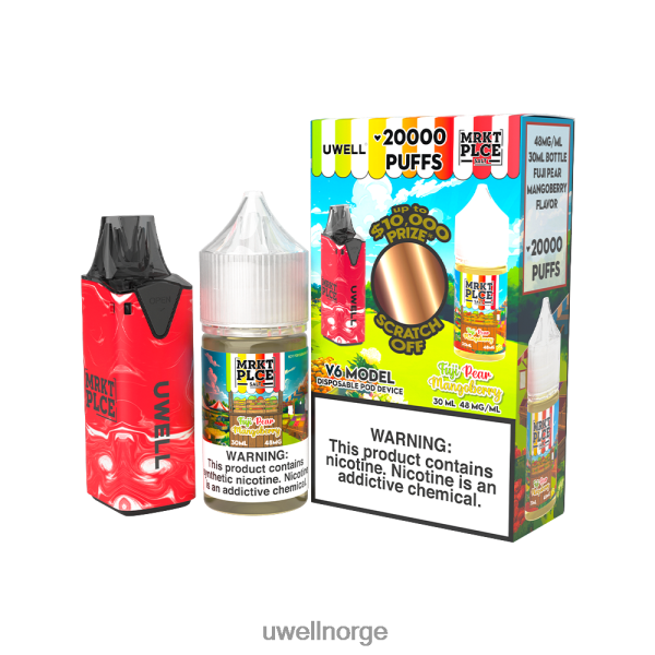 UWELL Oslo - UWELL V6 engangsapparat + pappadamp 30ml juice - samarbeidspakke D6204Z212 clr: rød/flv: butter cookie 48mg